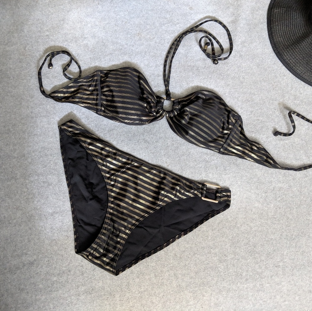 Gold and black bikini EUC